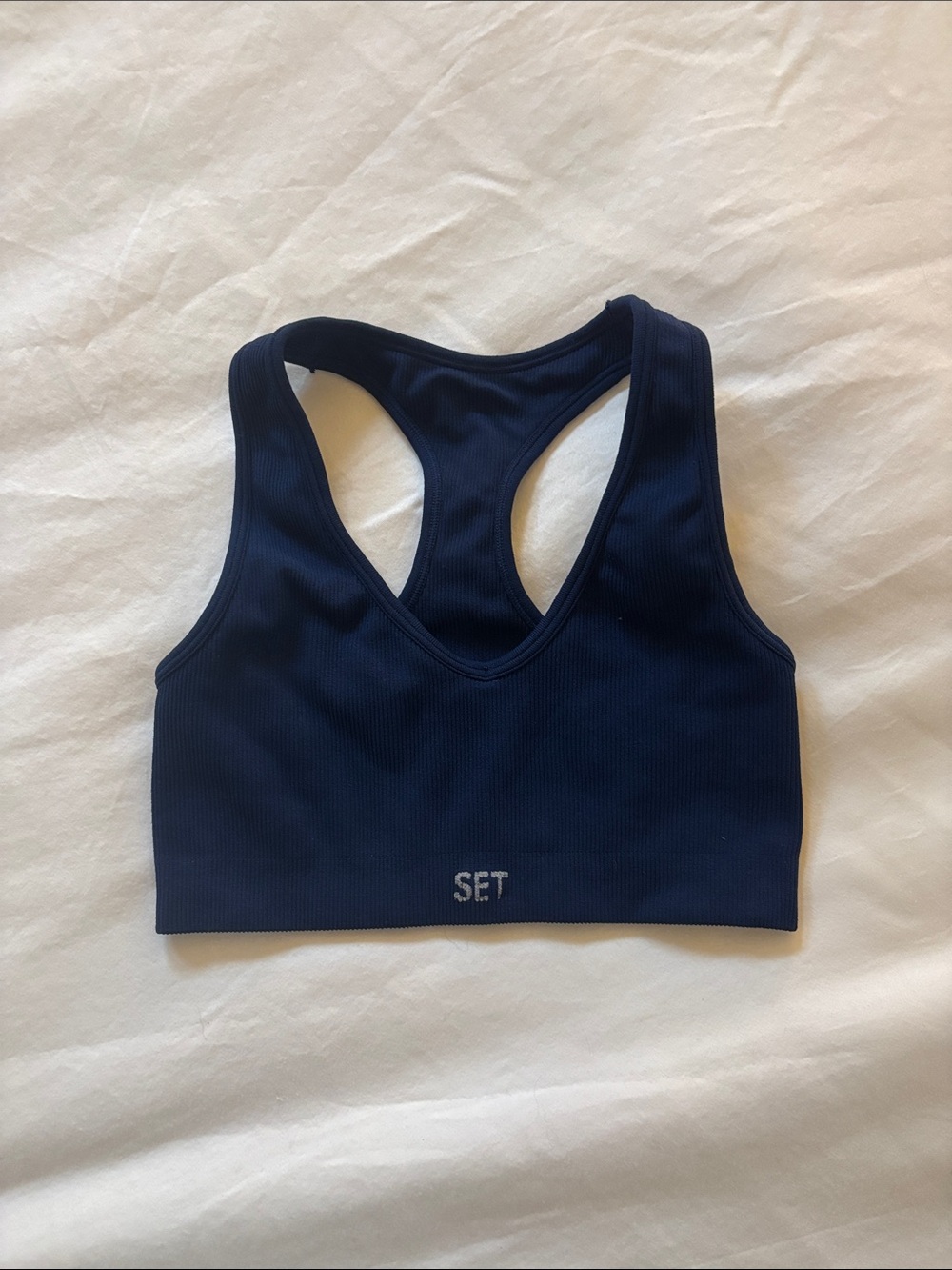 SET Active Navy Ribbed Racerback Sports Bra